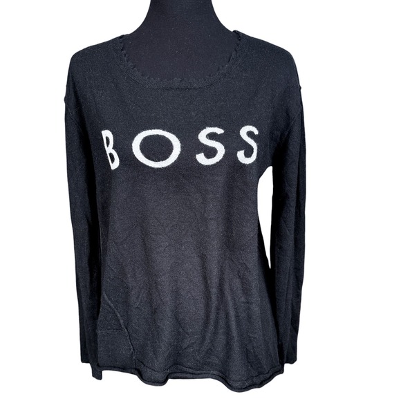 Generation Love Sweaters - Generation Love Black Cashmere BOSS Sweater, Large, Flawed But Fabulous, READ
